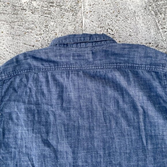 Attention Men Casual Shirt Button Up Blue Denim Long Sleeve Modern Fit Shirt Siz - Picture 7 of 9